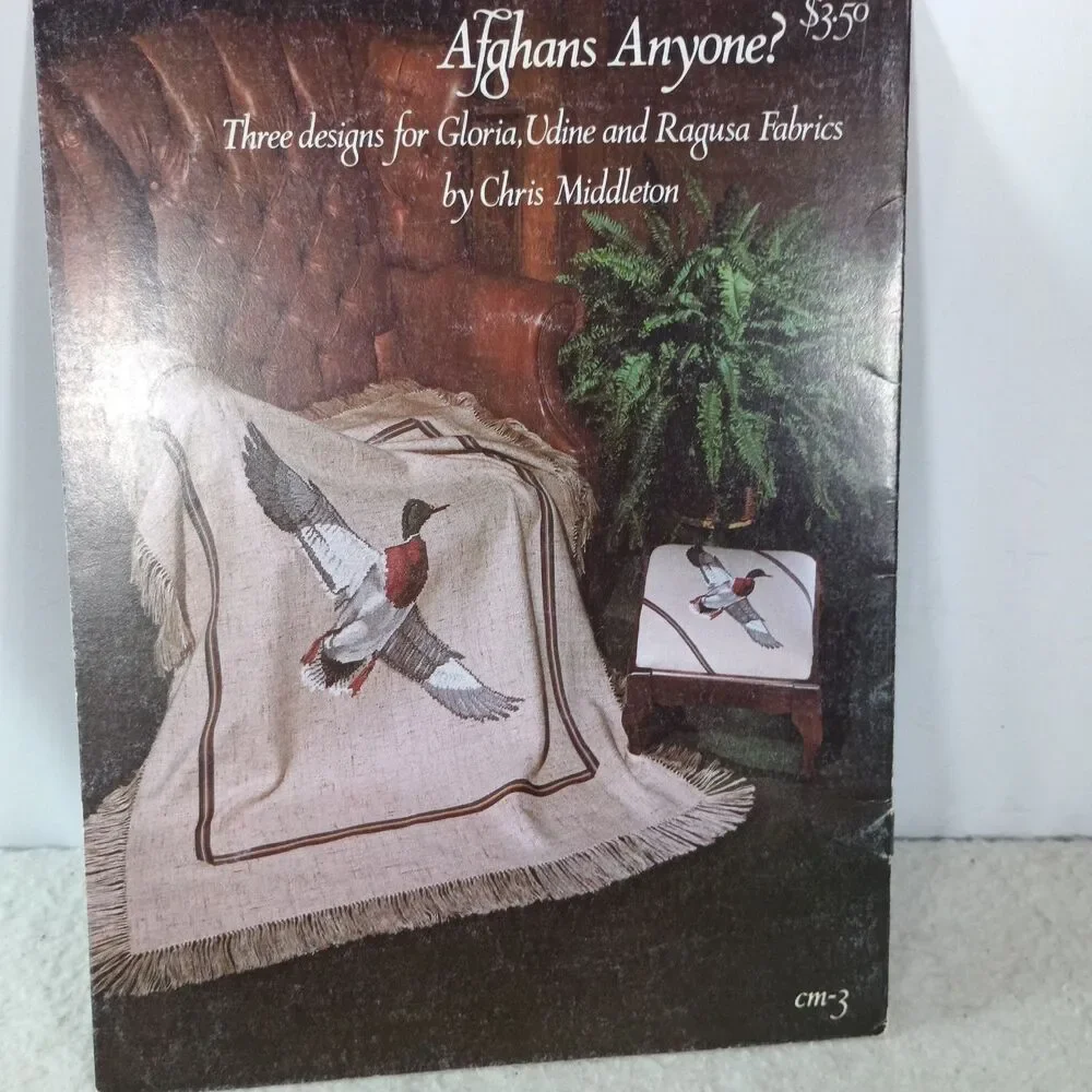 Vintage 1982 Afghans Anyone Chris Middleton Cross Stitch Pattern Book CM-3
